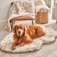 Load image into Gallery viewer, PupRug™ Faux Fur Orthopedic Dog Bed - Curve White with Brown Accents